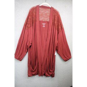 Super Soft by Torrid Red Clay Lace Yoke Cardigan-6X-New w/Tags-Beachy-Boho